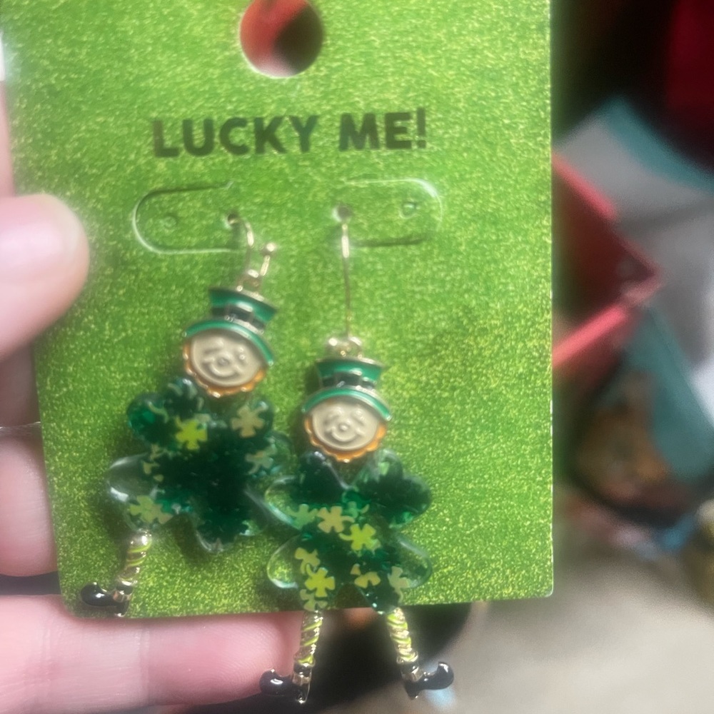 Lucky me leprechaun earrings st Patrick’s day